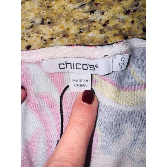 NWOT Chicos Artisan Print V-neck Pullover Sweater Vibrant Abstract Print S Boho - Picture 7 of 10